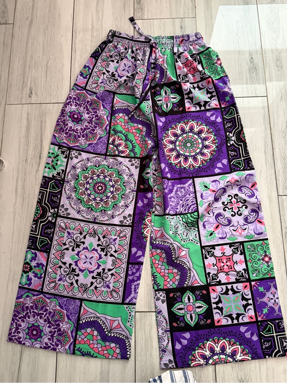 Koru Thai Flower Trousers -Elastic Waist - Women  Pants Size Small
